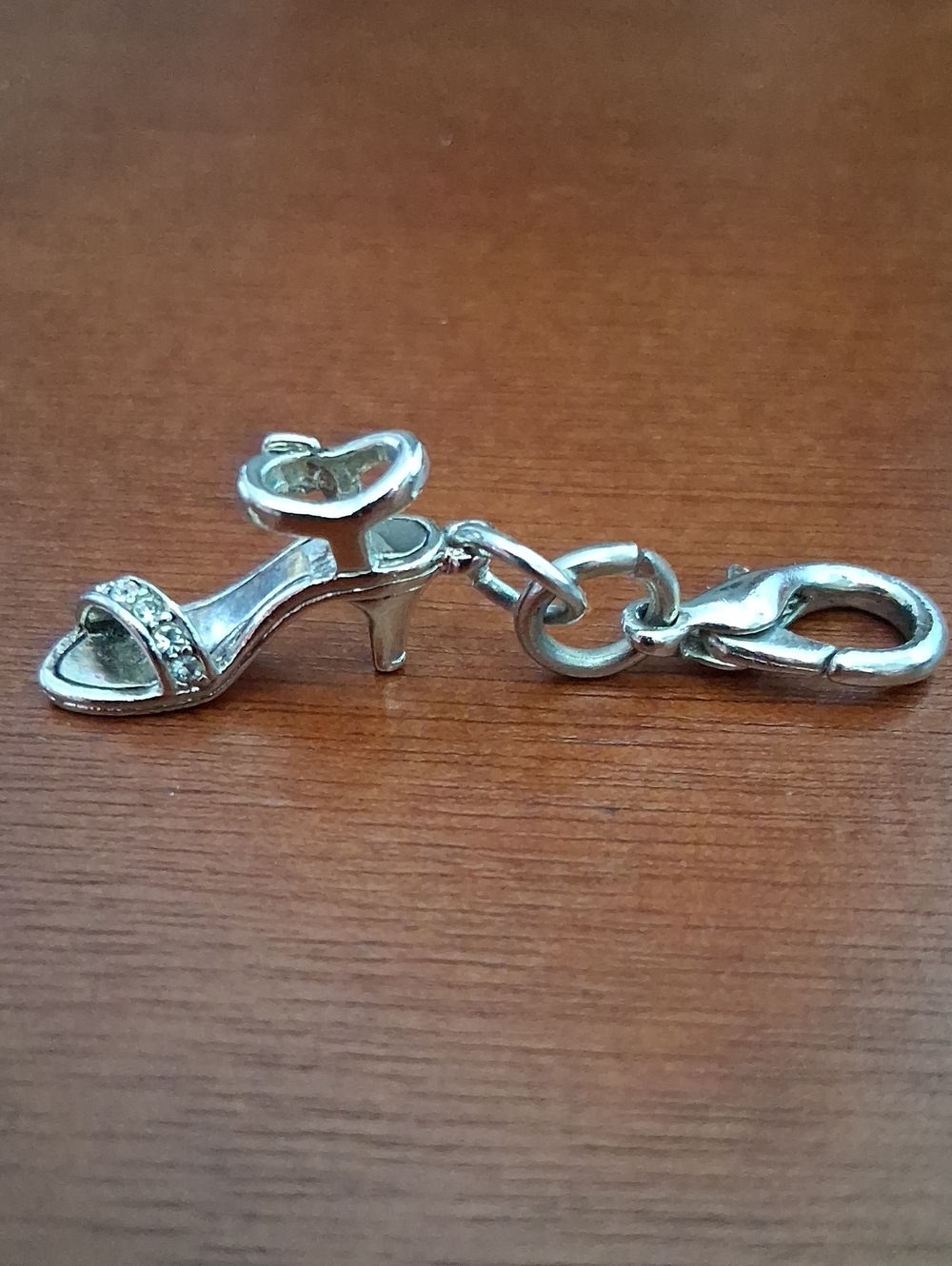 Silver & Crystal High Heel Shoe Purse Charm B216